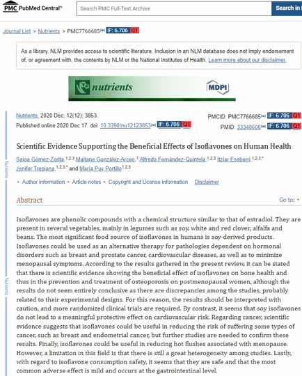 Scientific Evidence Supporting the Beneficial Effects of Isoflavones on Human Health