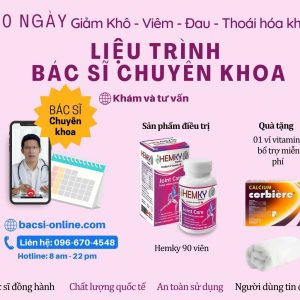 30 ngày Giảm Khô - Viêm - Đau - Thoái hóa khớp Liệu trình Bác sĩ chuyên khoa