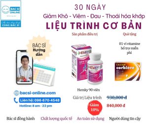 30 ngày Giảm Khô - Viêm - Đau - Thoái hóa khớp Liệu trình cơ bản